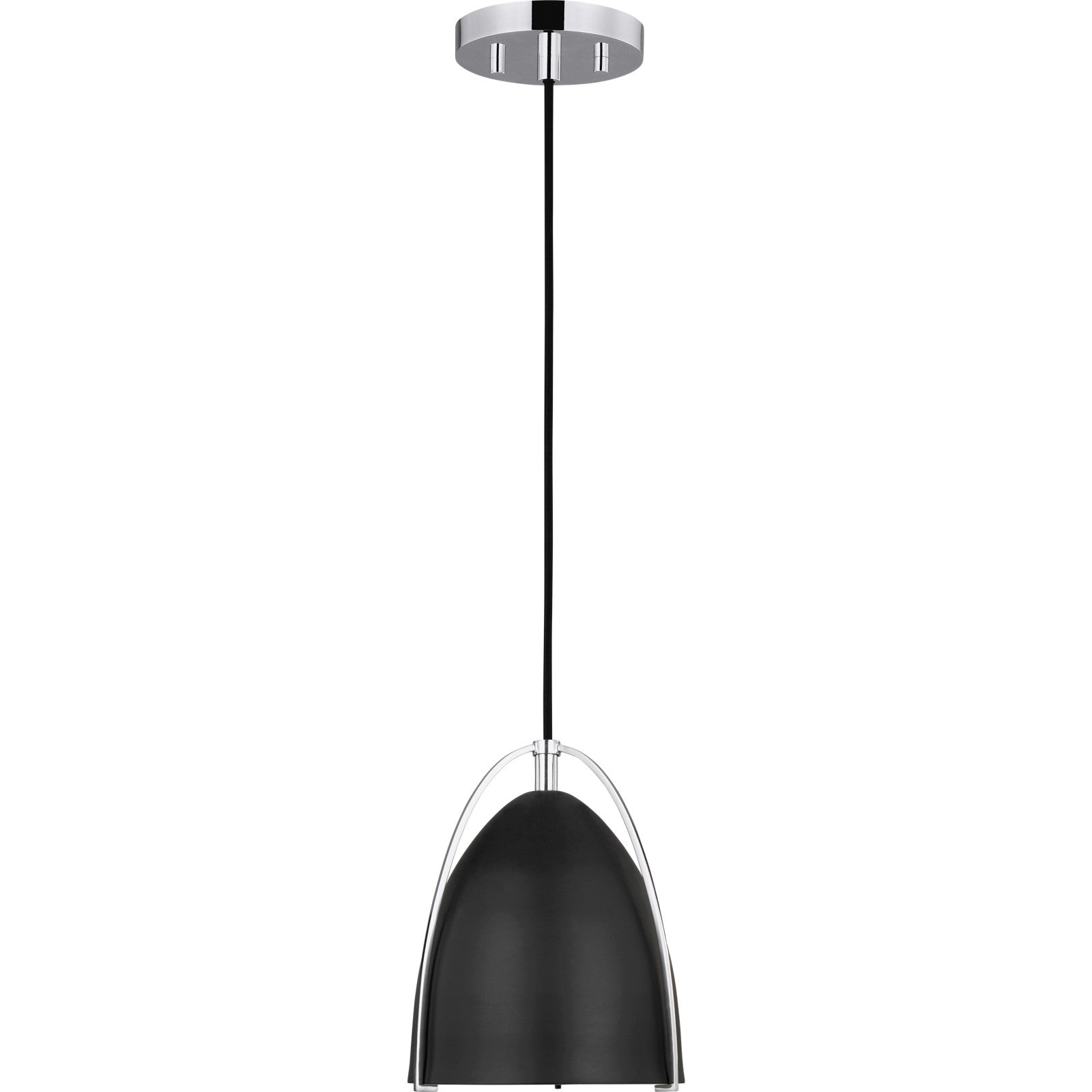 Norman Mini Pendant in Chrome with Midnight Black Steel Shade - Visual Comfort Ceiling Lights