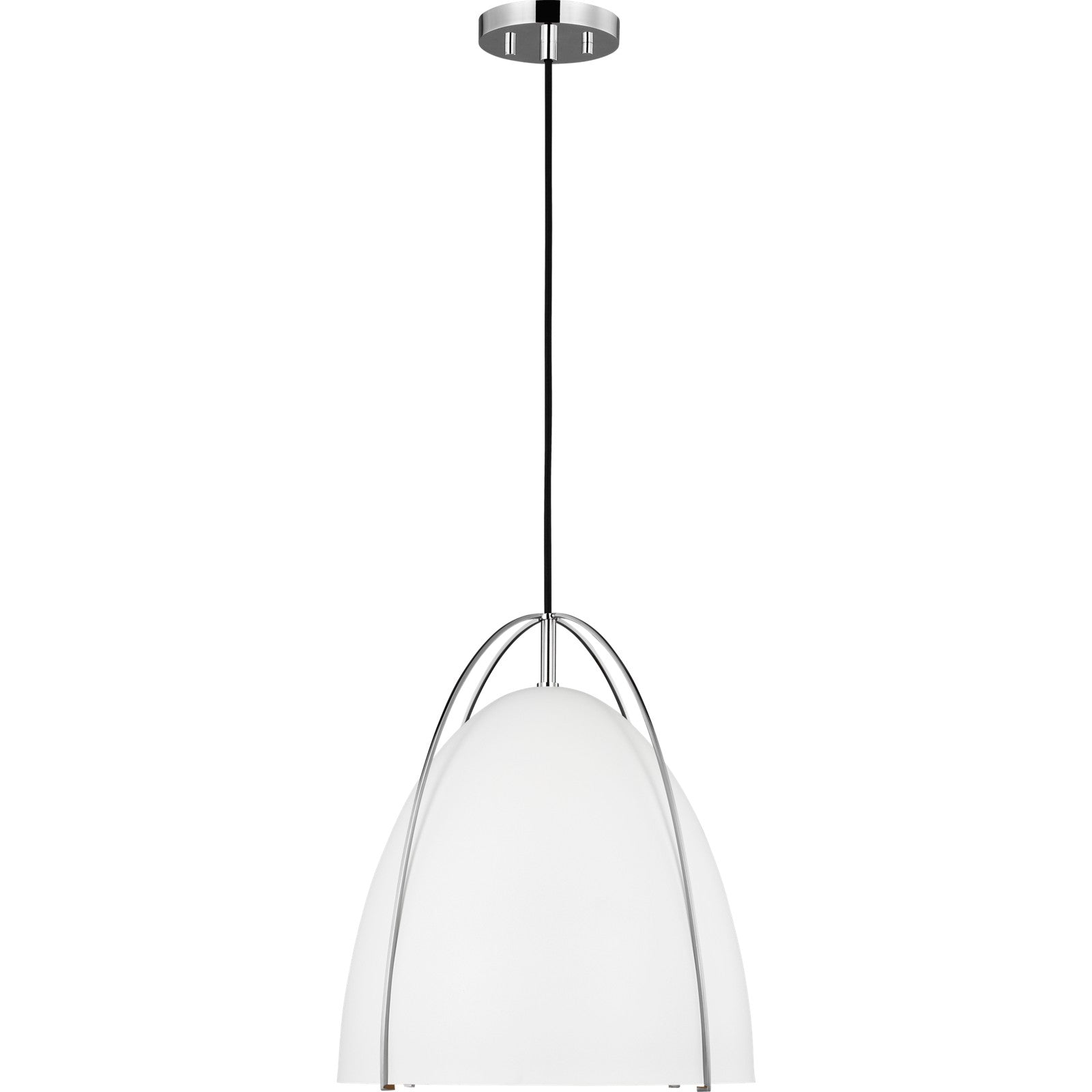 Norman Medium Pendant in Satin Brass with Midnight Black Steel Shade - Visual Comfort Ceiling Lights