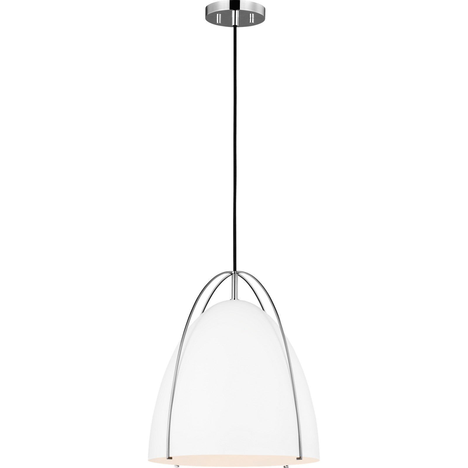 Norman Medium Pendant in Satin Brass with Midnight Black Steel Shade - Visual Comfort Ceiling Lights
