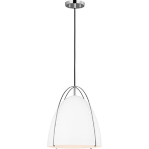 Norman Medium Pendant in Satin Brass with Midnight Black Steel Shade - Visual Comfort Ceiling Lights