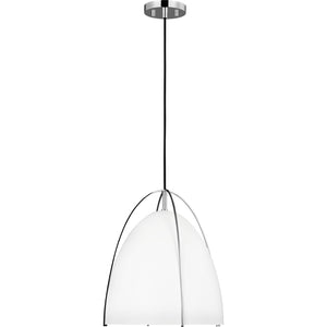 Norman Medium Pendant in Satin Brass with Midnight Black Steel Shade - Visual Comfort Ceiling Lights