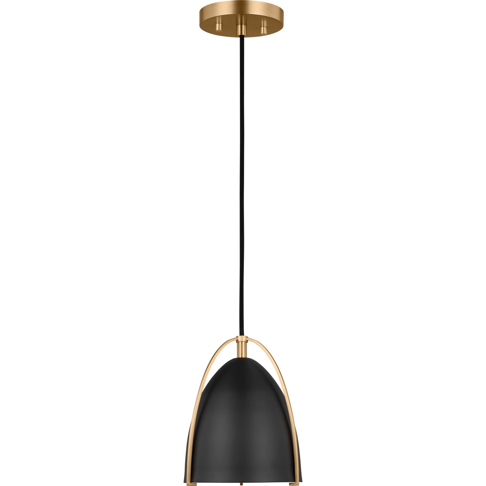Norman Mini Pendant in Chrome with Midnight Black Steel Shade - Visual Comfort Ceiling Lights