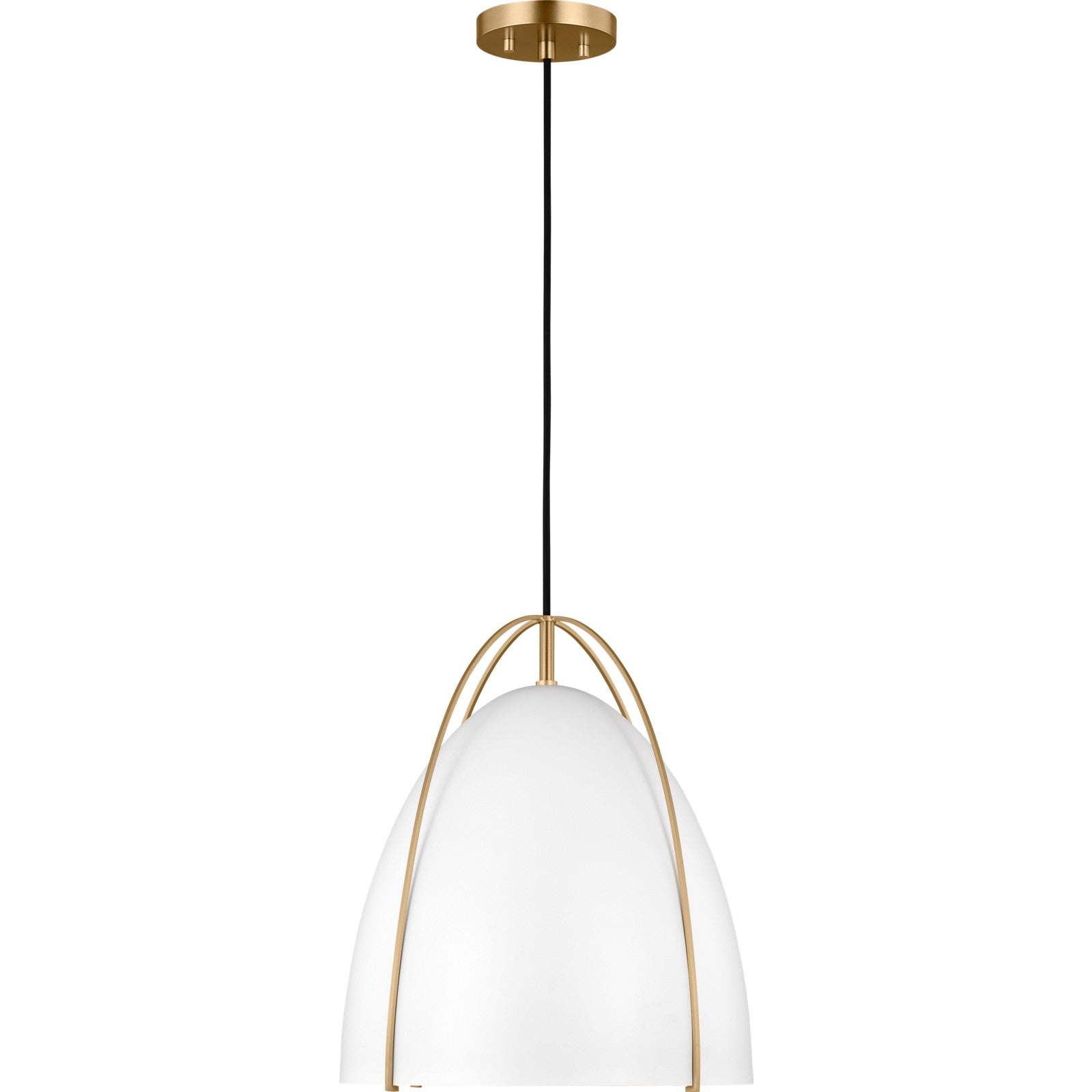 Norman Medium Pendant in Satin Brass with Midnight Black Steel Shade - Visual Comfort Ceiling Lights