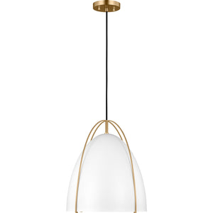 Norman Medium Pendant in Satin Brass with Midnight Black Steel Shade - Visual Comfort Ceiling Lights