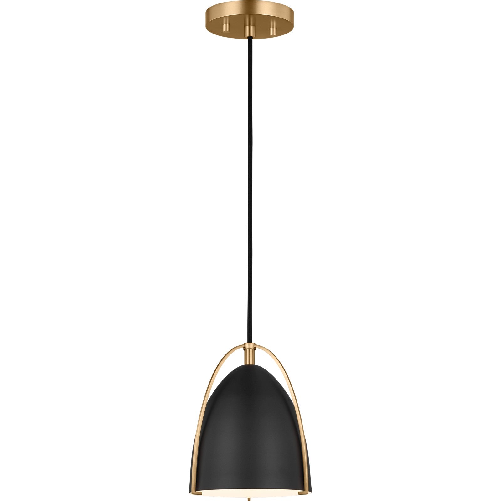 Norman Mini Pendant in Chrome with Midnight Black Steel Shade - Visual Comfort Ceiling Lights