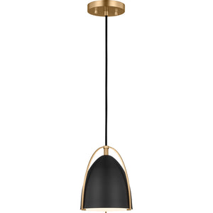 Norman Mini Pendant in Chrome with Midnight Black Steel Shade - Visual Comfort Ceiling Lights