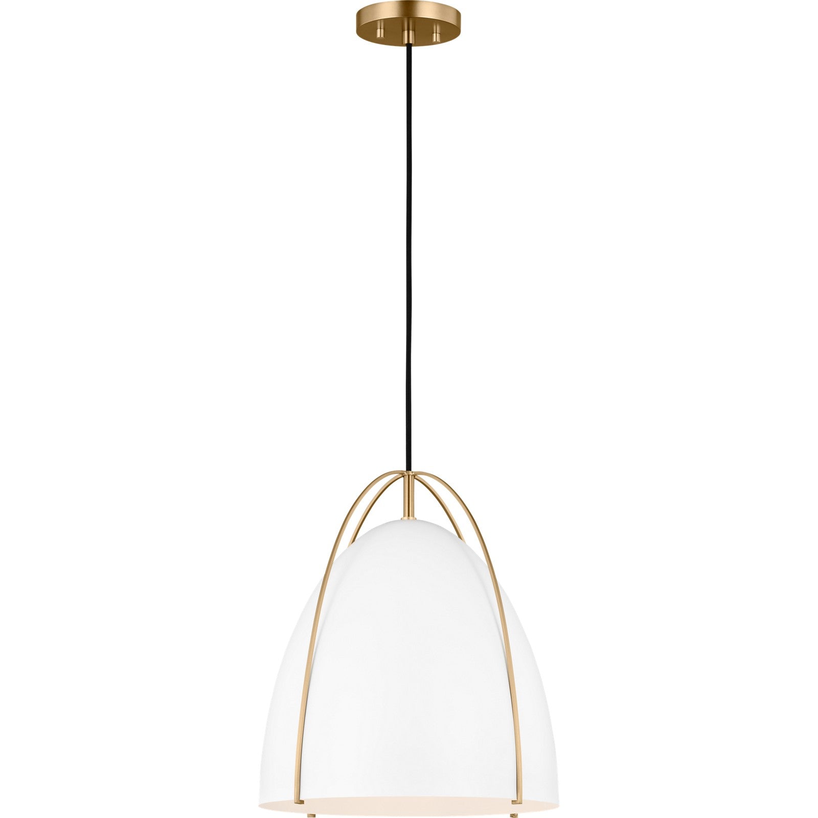 Norman Medium Pendant in Satin Brass with Midnight Black Steel Shade - Visual Comfort Ceiling Lights