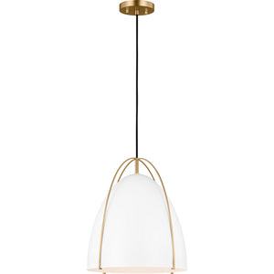 Norman Medium Pendant in Satin Brass with Midnight Black Steel Shade - Visual Comfort Ceiling Lights