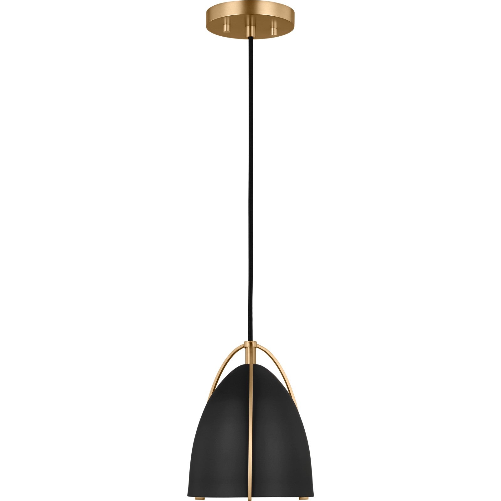 Norman Mini Pendant in Chrome with Midnight Black Steel Shade - Visual Comfort Ceiling Lights