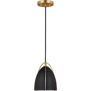 Norman Mini Pendant in Chrome with Midnight Black Steel Shade - Visual Comfort Ceiling Lights