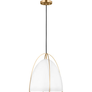Norman Medium Pendant in Satin Brass with Midnight Black Steel Shade - Visual Comfort Ceiling Lights