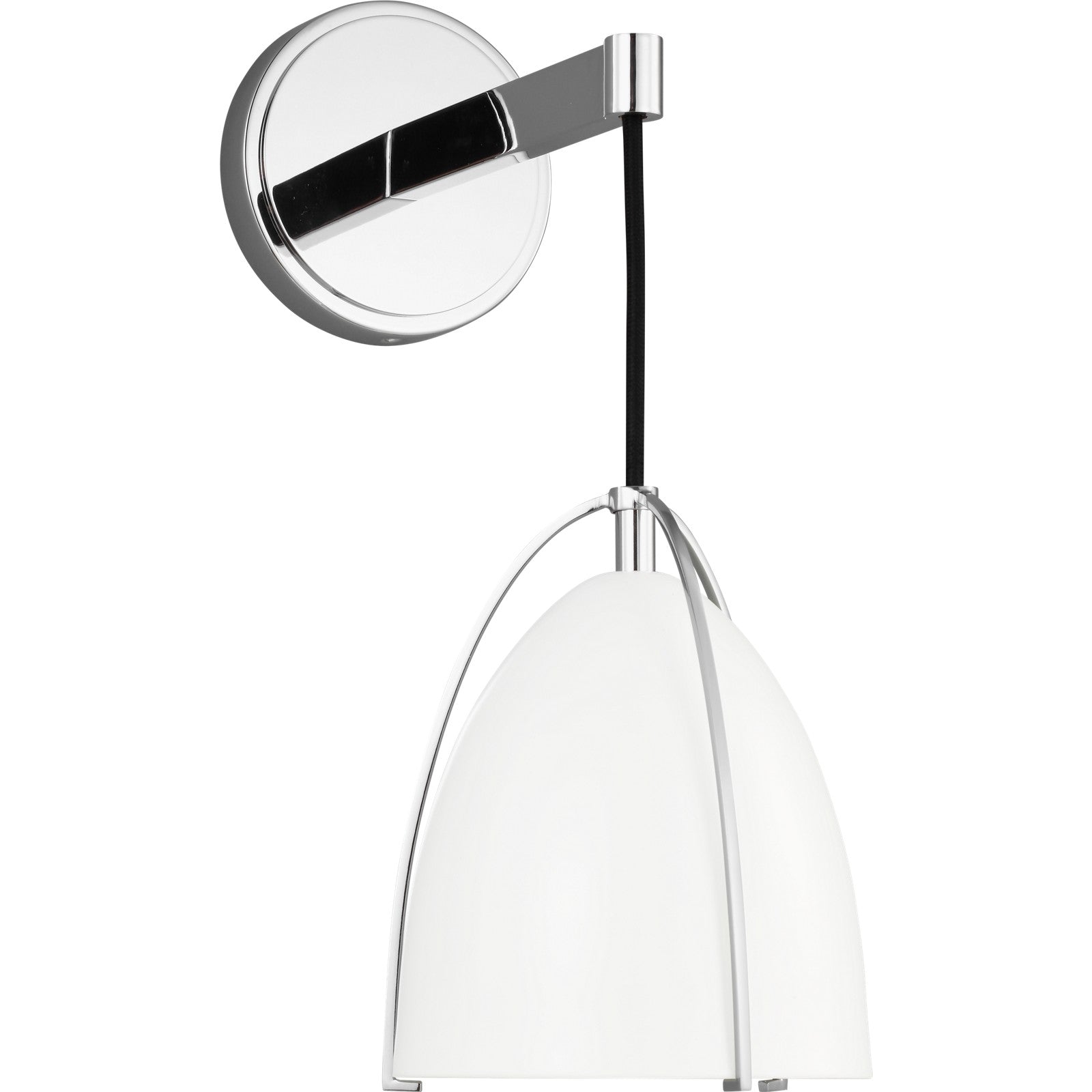 Norman 1-Light Bath Sconce in Chrome with Midnight Black Steel Shade - Visual Comfort Wall Lights