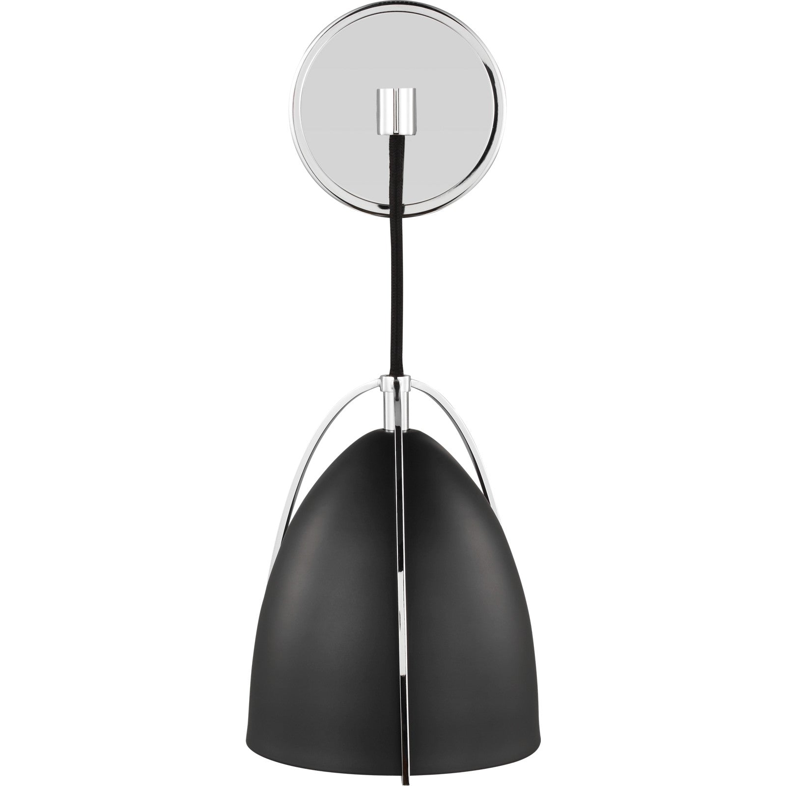 Norman 1-Light Bath Sconce in Chrome with Midnight Black Steel Shade - Visual Comfort Wall Lights