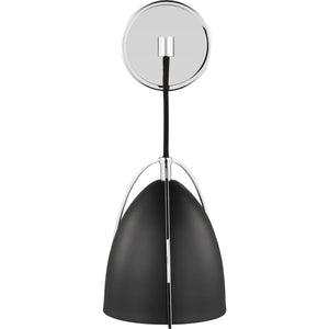 Norman 1-Light Bath Sconce in Chrome with Midnight Black Steel Shade - Visual Comfort Wall Lights