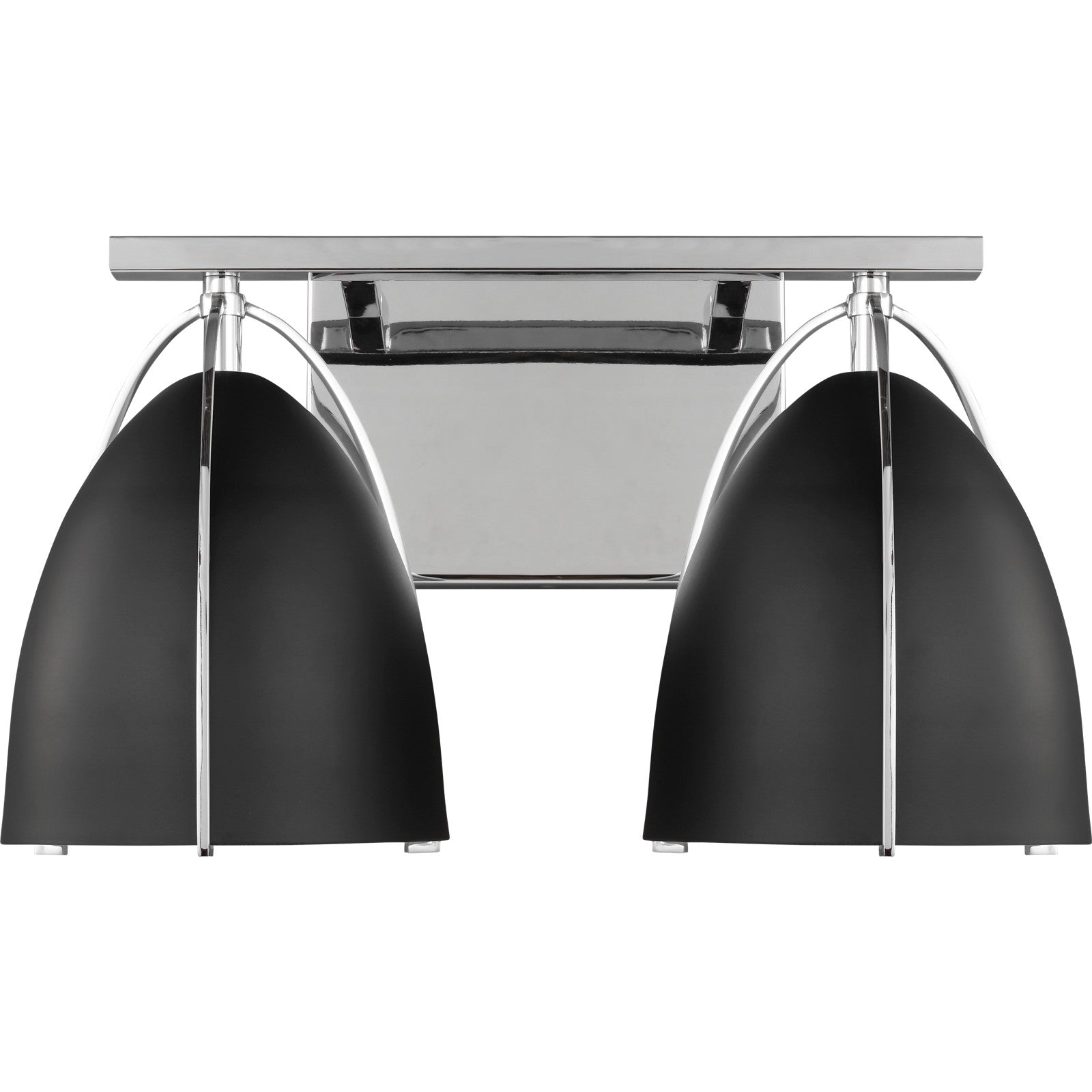 Norman 2-Light Bath Sconce in Chrome with Midnight Black Steel Shades - Visual Comfort Wall Lights