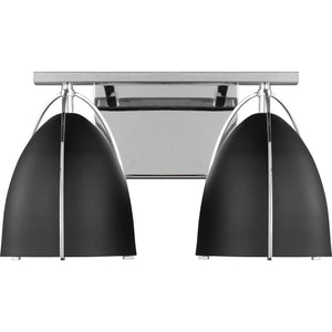 Norman 2-Light Bath Sconce in Chrome with Midnight Black Steel Shades - Visual Comfort Wall Lights