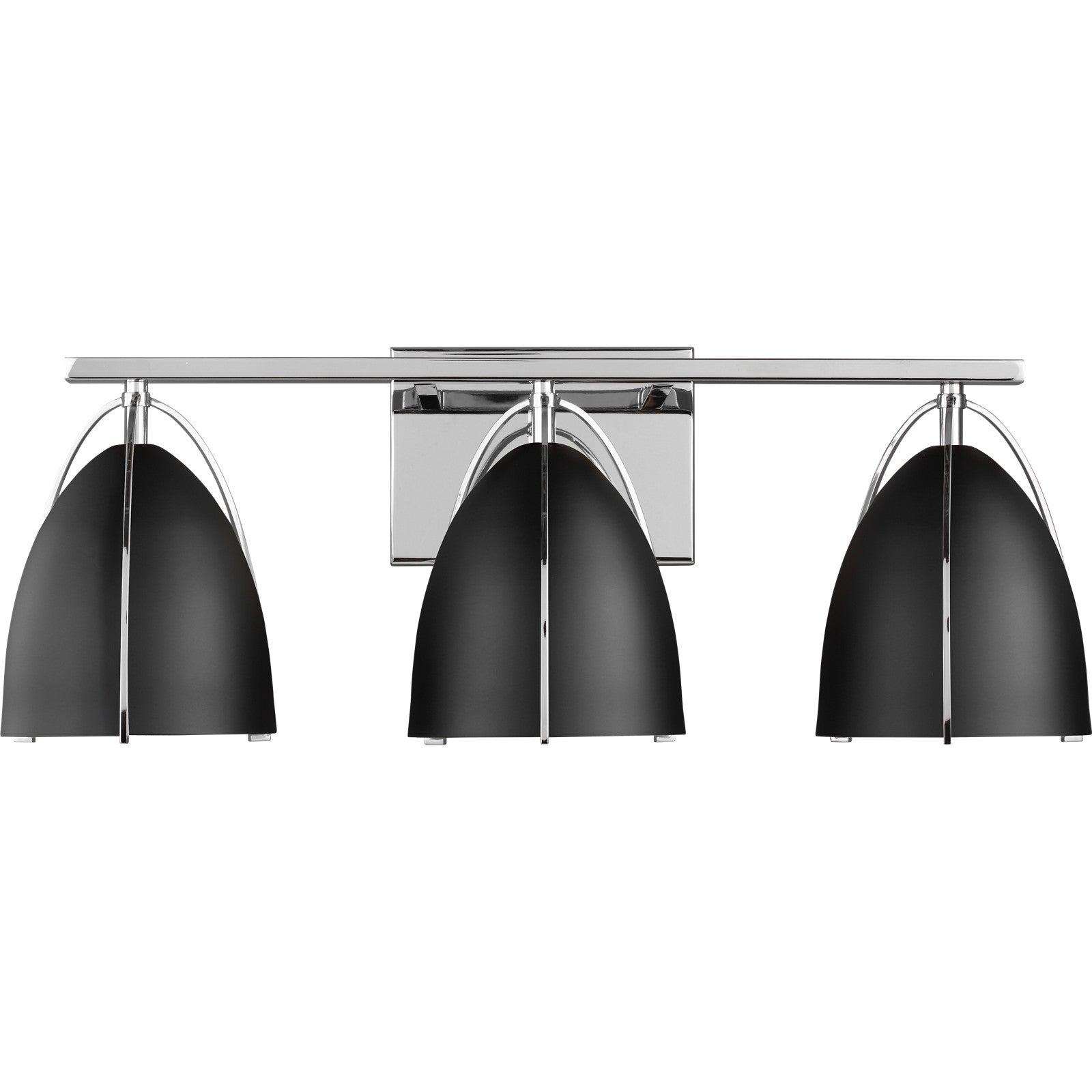 Norman 3-Light Bath Sconce in Chrome with Midnight Black Steel Shades - Visual Comfort Wall Lights