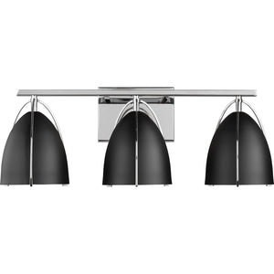Norman 3-Light Bath Sconce in Chrome with Midnight Black Steel Shades - Visual Comfort Wall Lights