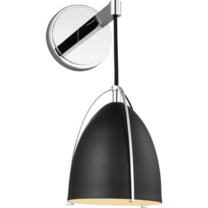 Norman 1-Light Bath Sconce in Chrome with Midnight Black Steel Shade - Visual Comfort Wall Lights
