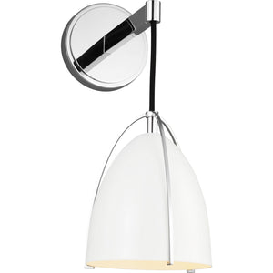 Norman 1-Light Bath Sconce in Chrome with Midnight Black Steel Shade - Visual Comfort Wall Lights