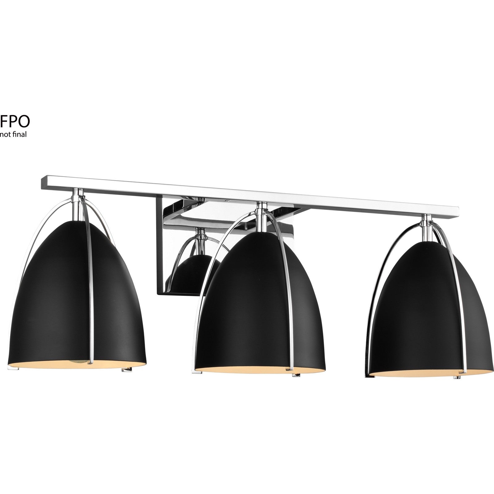 Norman 3-Light Bath Sconce in Chrome with Midnight Black Steel Shades - Visual Comfort Wall Lights