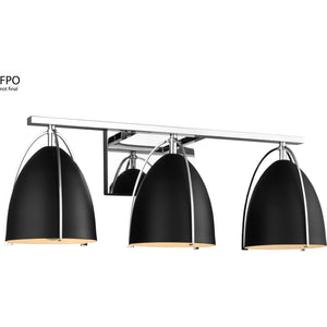 Norman 3-Light Bath Sconce in Chrome with Midnight Black Steel Shades - Visual Comfort Wall Lights