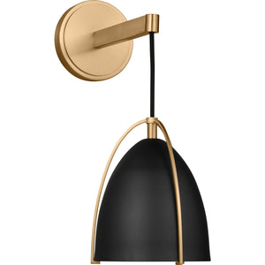 Norman 1-Light Bath Sconce in Chrome with Midnight Black Steel Shade - Visual Comfort Wall Lights