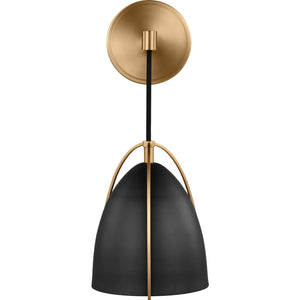 Norman 1-Light Bath Sconce in Chrome with Midnight Black Steel Shade - Visual Comfort Wall Lights