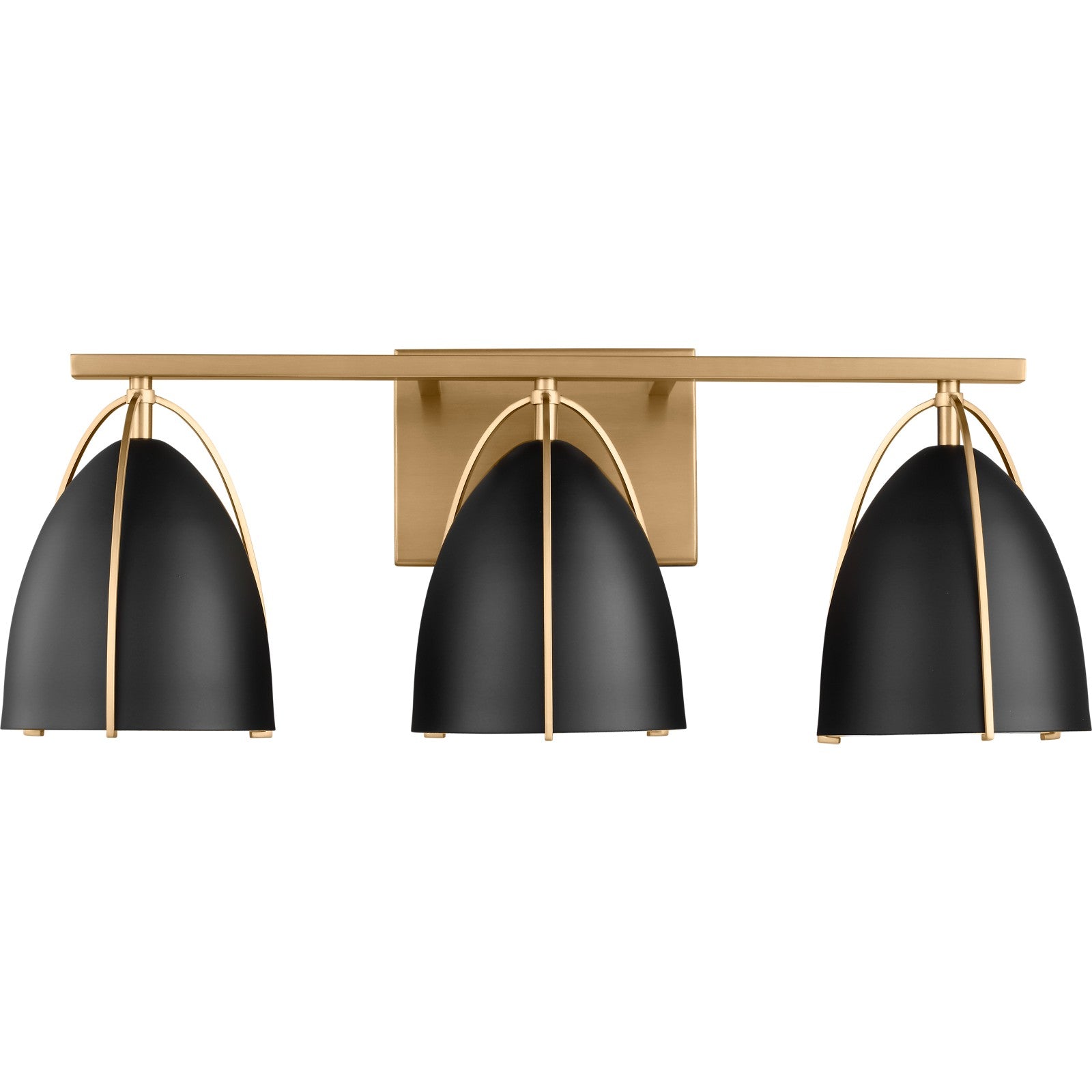 Norman 3-Light Bath Sconce in Chrome with Midnight Black Steel Shades - Visual Comfort Wall Lights