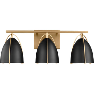 Norman 3-Light Bath Sconce in Chrome with Midnight Black Steel Shades - Visual Comfort Wall Lights