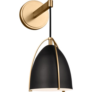 Norman 1-Light Bath Sconce in Chrome with Midnight Black Steel Shade - Visual Comfort Wall Lights