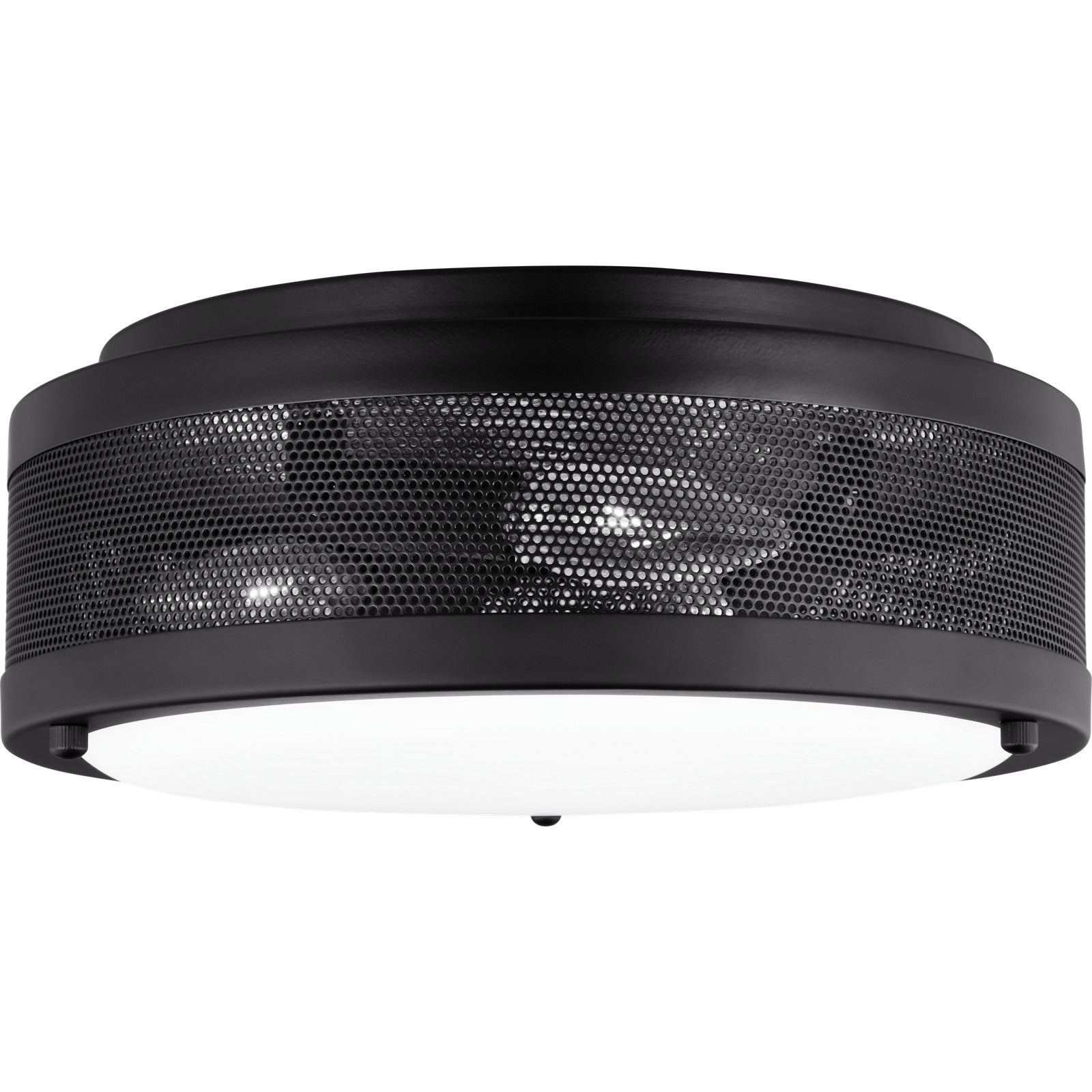Vander Medium Flush Mount in Midnight Black with Etched Glass / White Inside - Visual Comfort Ceiling Lights