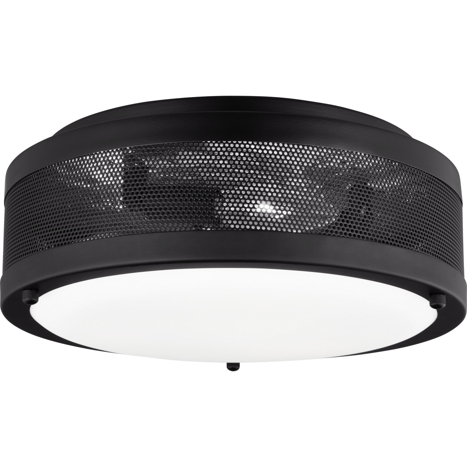 Vander Medium Flush Mount in Midnight Black with Etched Glass / White Inside - Visual Comfort Ceiling Lights