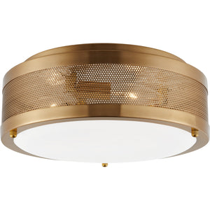 Vander Medium Flush Mount in Midnight Black with Etched Glass / White Inside - Visual Comfort Ceiling Lights