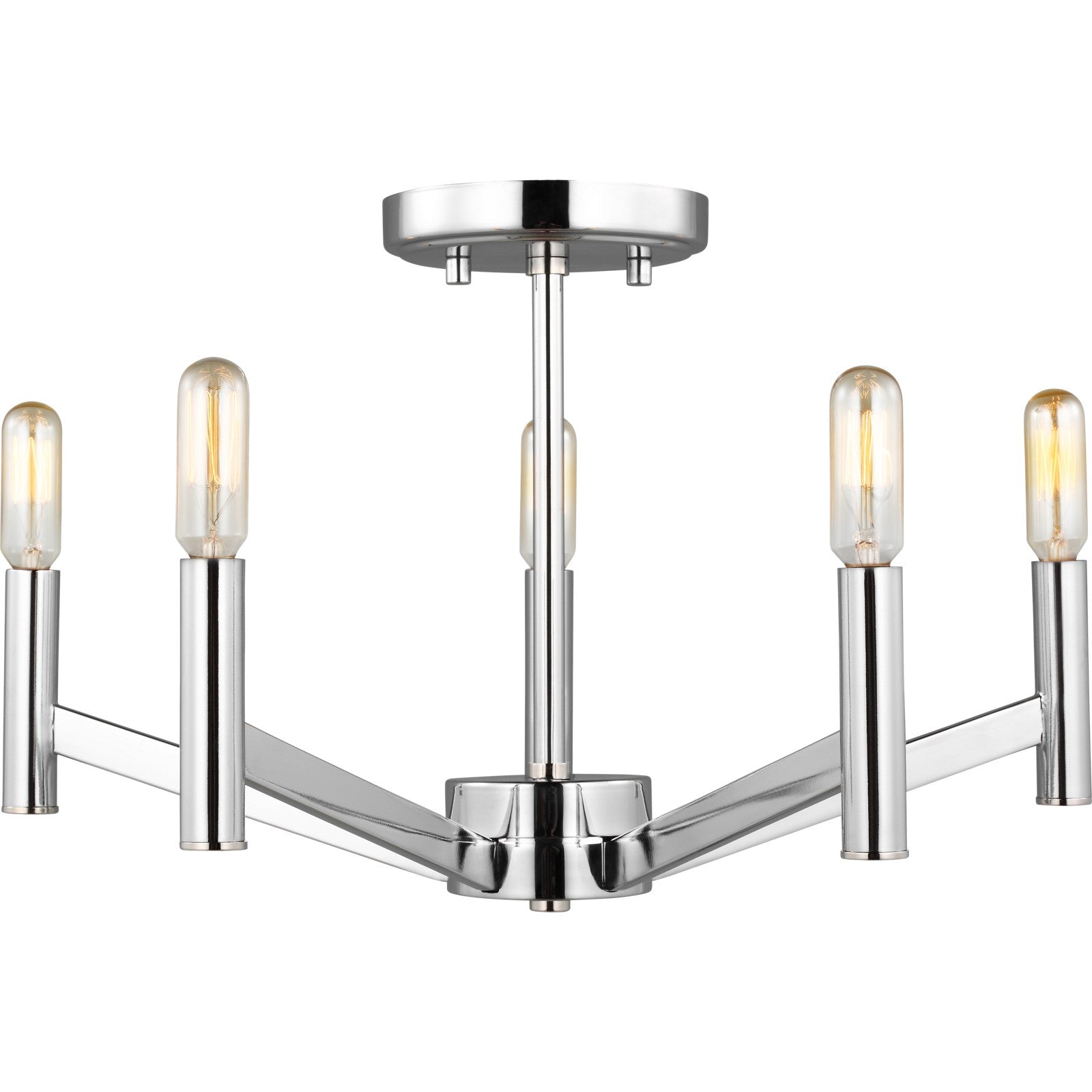 Vector Five Light Semi-Flush Mount Chrome - Visual Comfort Ceiling Lights