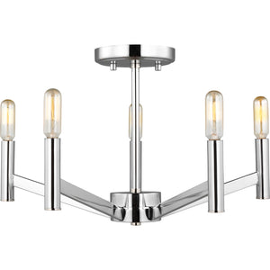 Vector Five Light Semi-Flush Mount Chrome - Visual Comfort Ceiling Lights