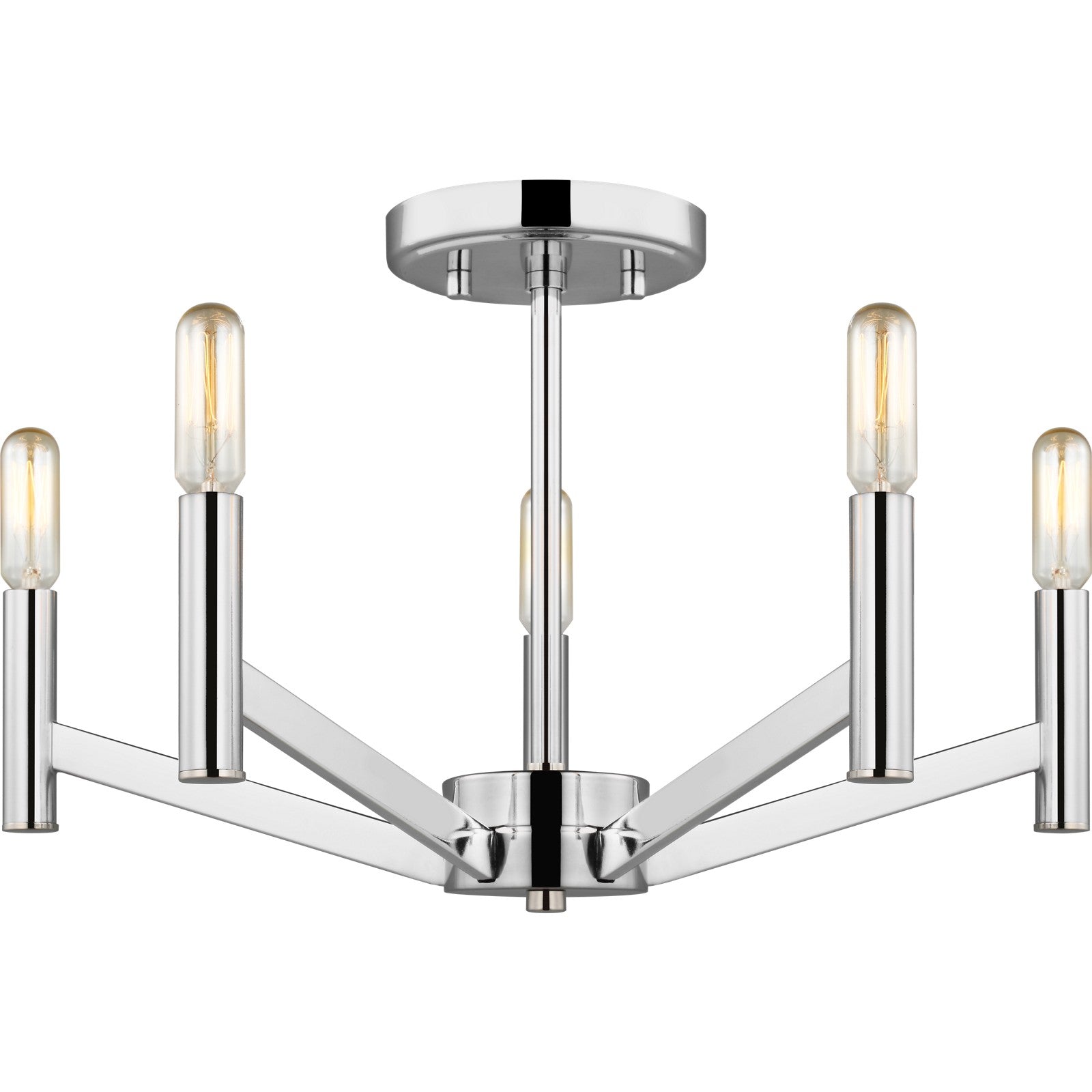 Vector Five Light Semi-Flush Mount Chrome - Visual Comfort Ceiling Lights