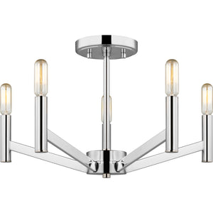 Vector Five Light Semi-Flush Mount Chrome - Visual Comfort Ceiling Lights