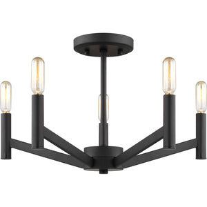 Vector Five Light Semi-Flush Mount Chrome - Visual Comfort Ceiling Lights