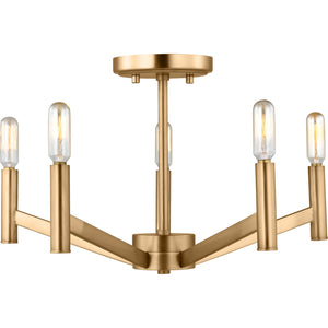Vector Five Light Semi-Flush Mount Chrome - Visual Comfort Ceiling Lights