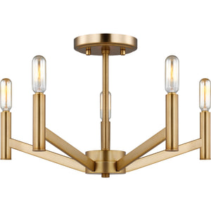 Vector Five Light Semi-Flush Mount Chrome - Visual Comfort Ceiling Lights