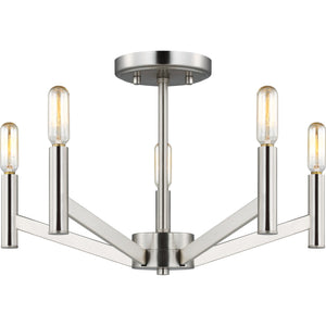 Vector Five Light Semi-Flush Mount Chrome - Visual Comfort Ceiling Lights