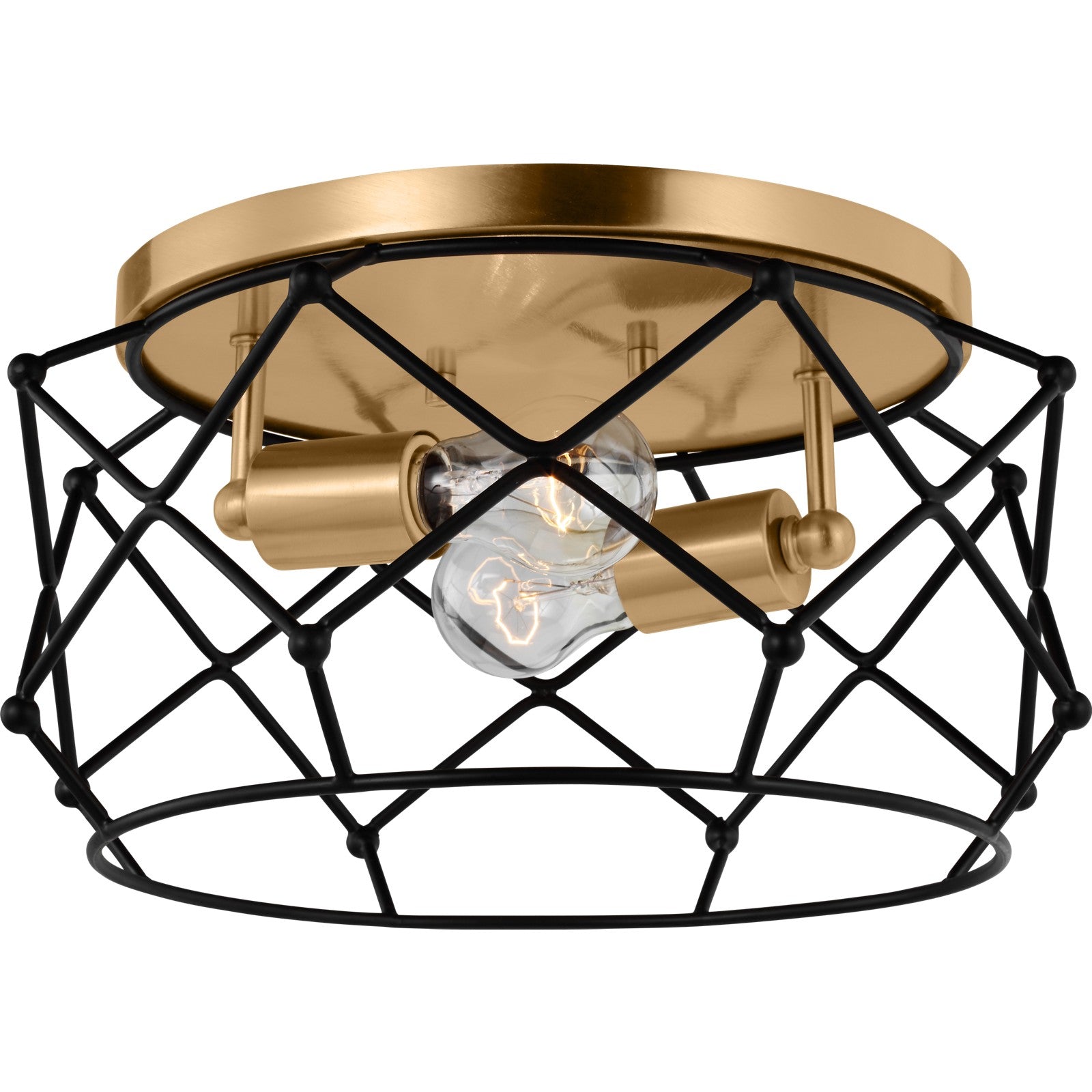 Zarra Two Light Flush Mount Satin Brass - Visual Comfort Ceiling Lights