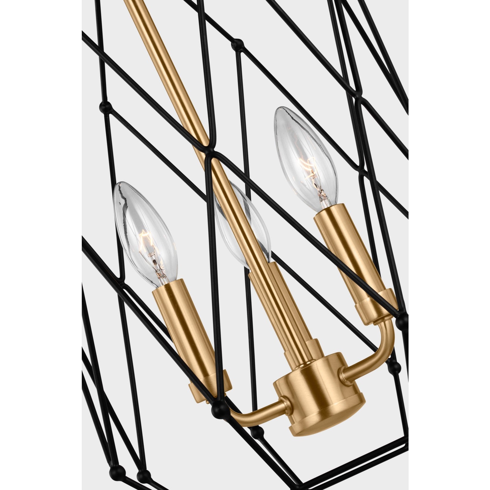 Zarra Medium Three Light Lantern Satin Brass - Visual Comfort Ceiling Lights
