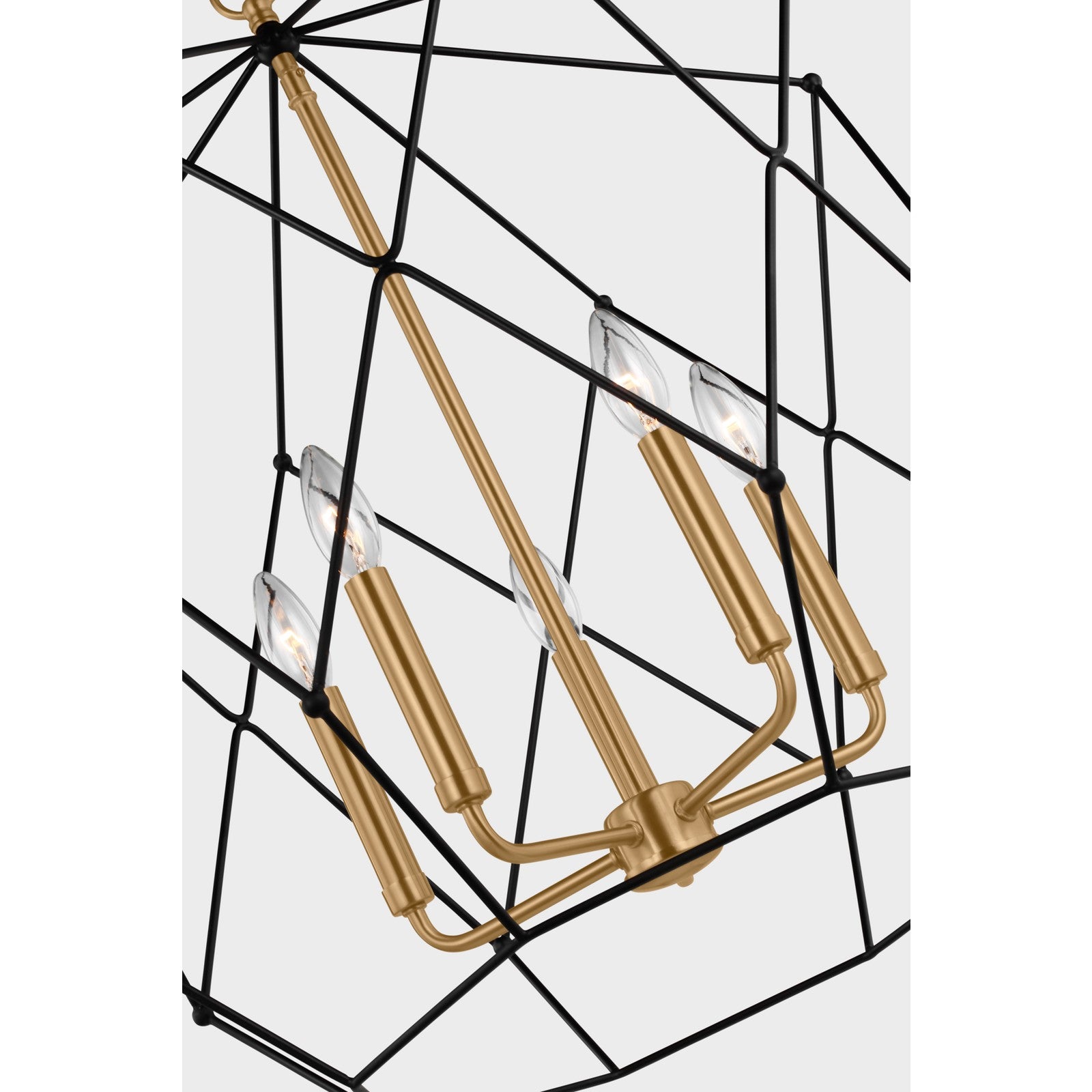 Zarra Large Five Light Lantern Satin Brass - Visual Comfort Ceiling Lights