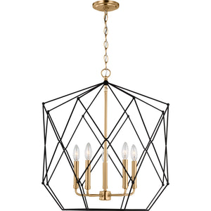 Zarra Large Five Light Lantern Satin Brass - Visual Comfort Ceiling Lights