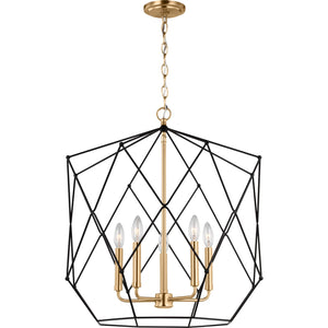 Zarra Large Five Light Lantern Satin Brass - Visual Comfort Ceiling Lights