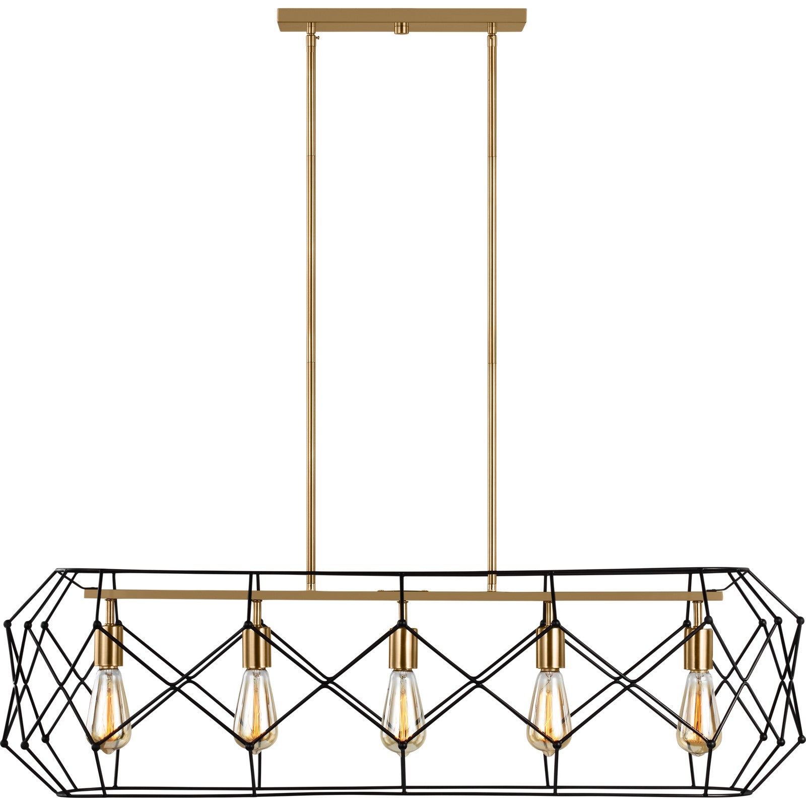 Zarra Five Light Linear Satin Brass - Visual Comfort Ceiling Lights