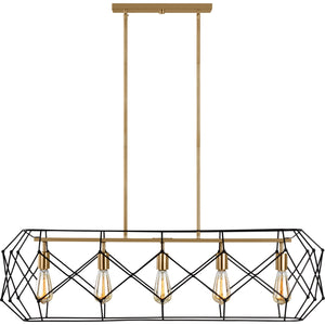 Zarra Five Light Linear Satin Brass - Visual Comfort Ceiling Lights