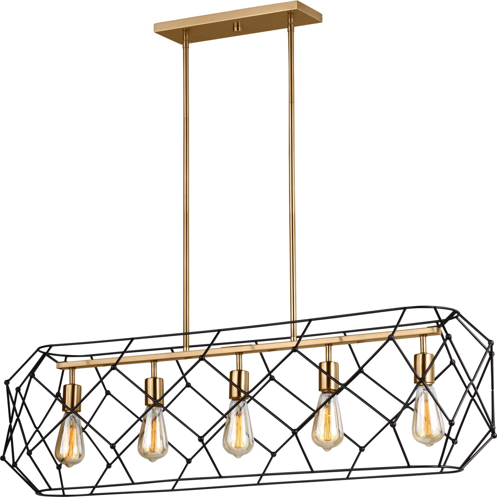 Zarra Five Light Linear Satin Brass - Visual Comfort Ceiling Lights